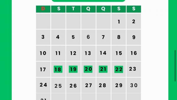 Calendário das sessões do mês de Agosto de 2025 