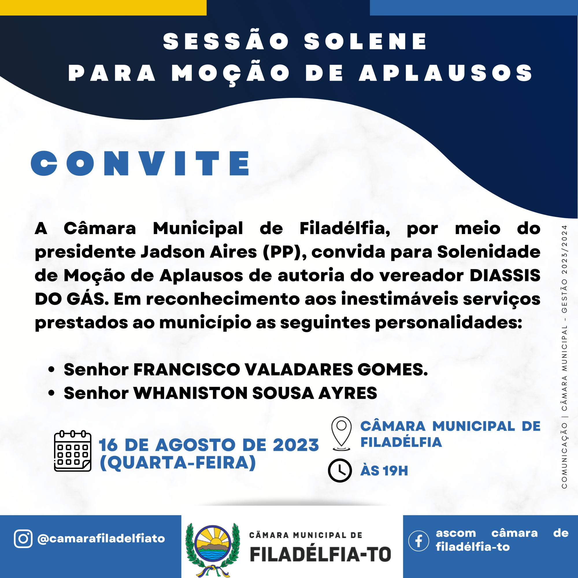 SESSÃO SOLENE DE MOÇÃO DE APLAUSOS